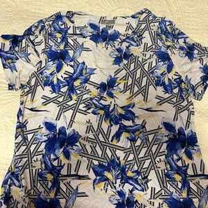 JM Collection Blue Floral Blouse